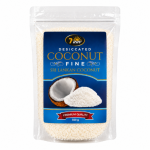 7Ray Fine Desiccated Coconut 500g pack, front view