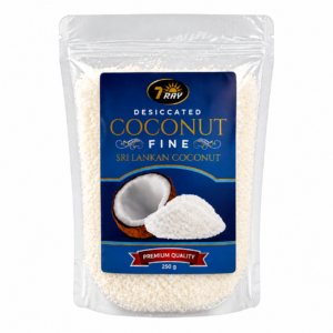 7Ray Fine Desiccated Coconut 250g pack, front view