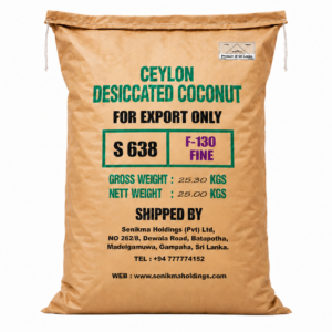 7Ray Fine Desiccated Coconut 25kg bulk pack, front view