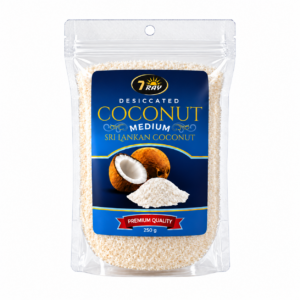 7Ray Medium Desiccated Coconut 250g pack, front view